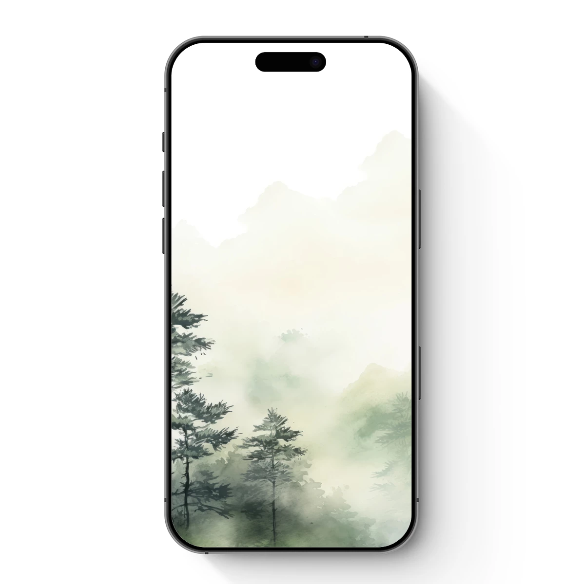 Misty Mountain Pines: Ethereal Watercolor Landscape