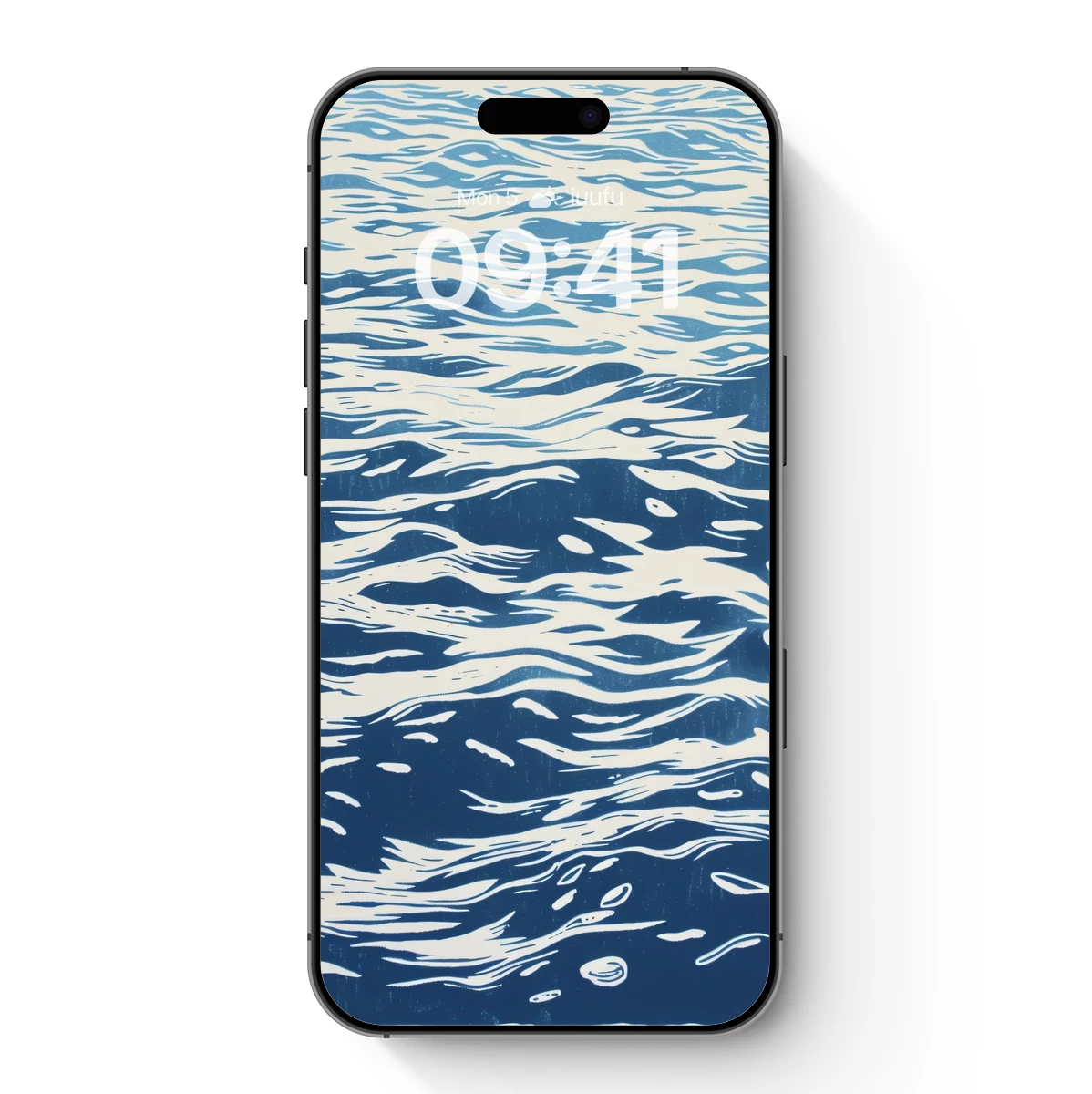 Cyanotype Ocean Waves: Linocut Elegance