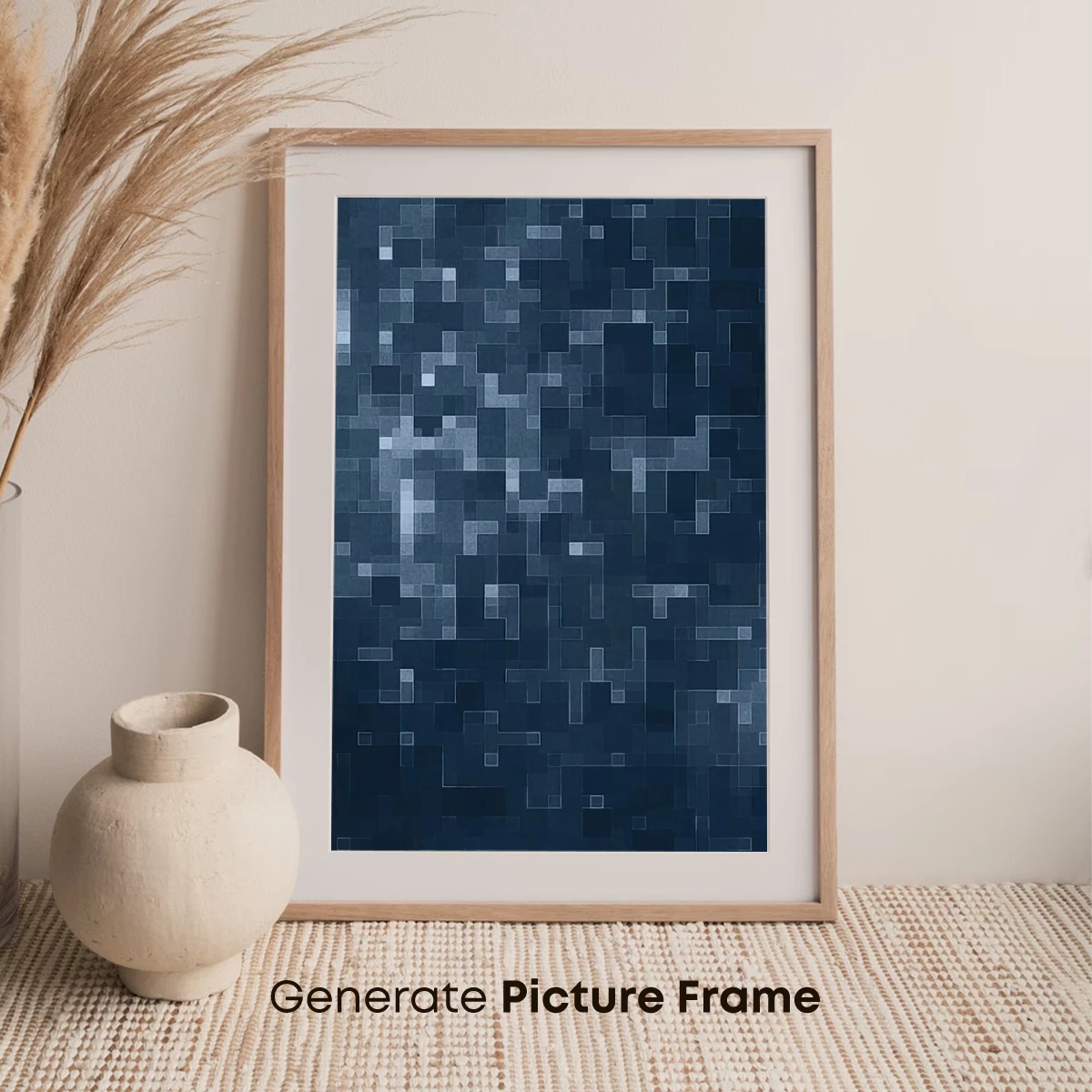 Digital Pixel Symphony: Abstract Blue Mosaic - Image 7