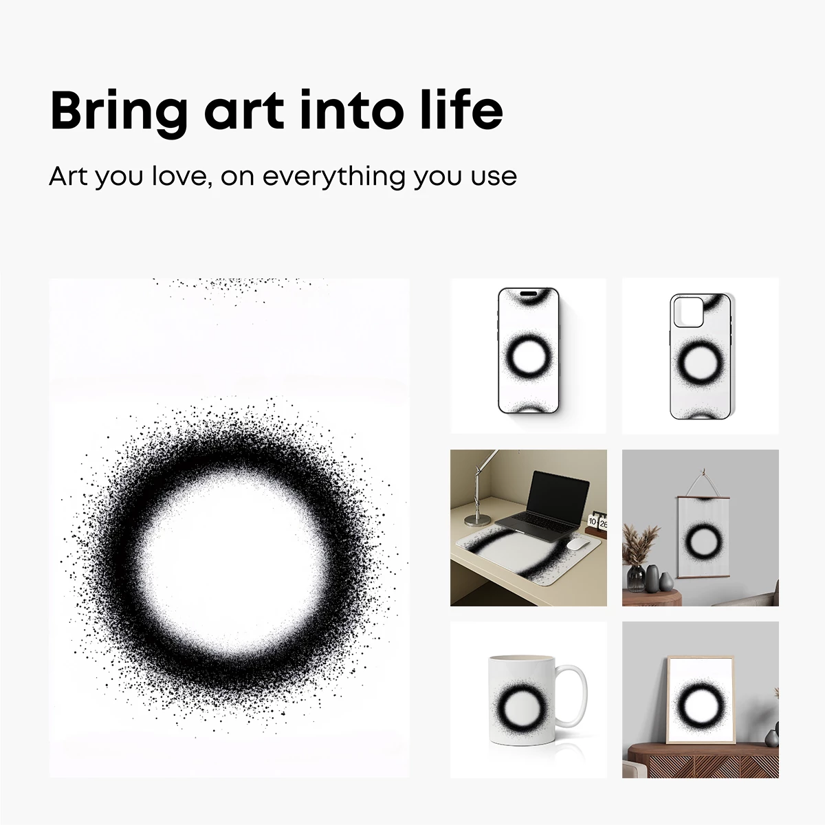 Ink Halo: Ethereal Circles in Monochrome - Image 2
