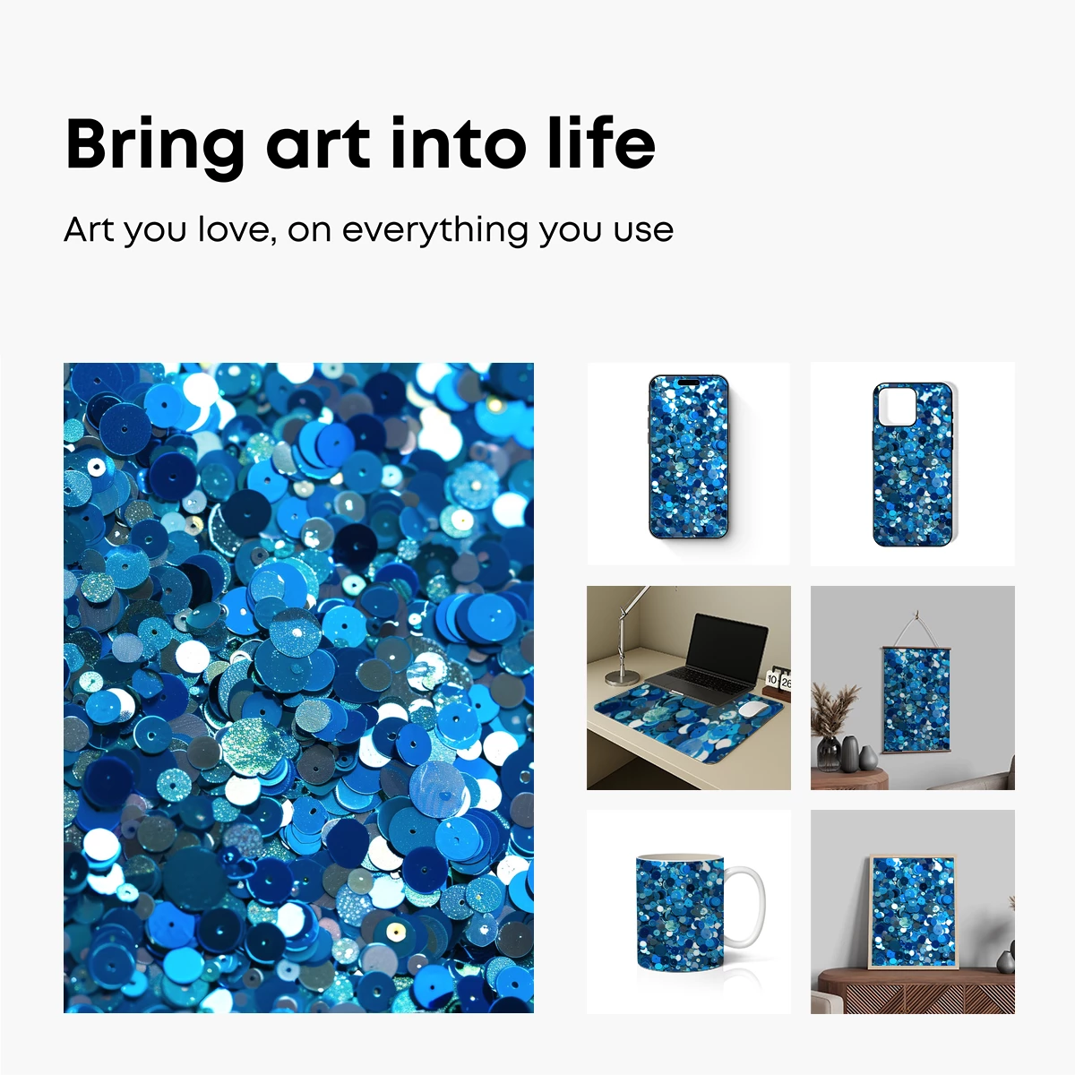 Blue Sequin Symphony: Glittering Ocean Waves - Image 2