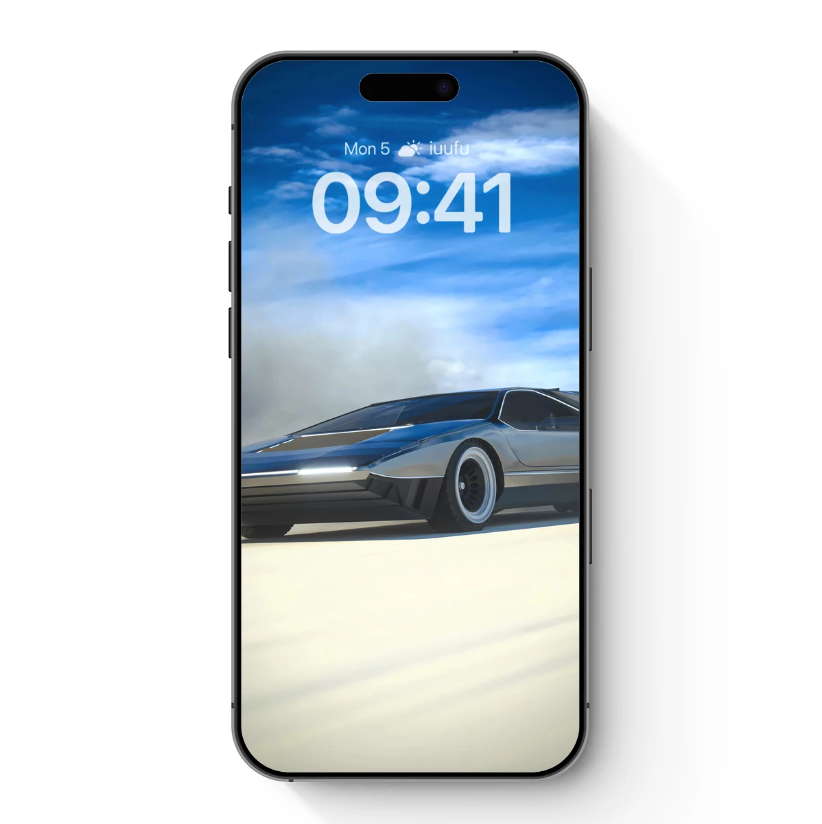 Futuristic Speedster: Silver Streamline on Desert Sands