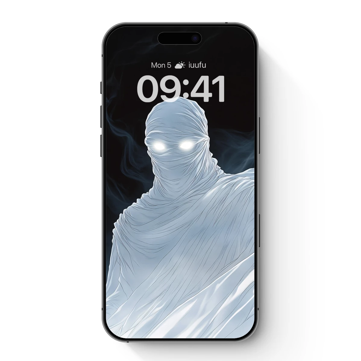 Ethereal Mummy: Glowing Eyes in Misty Veils