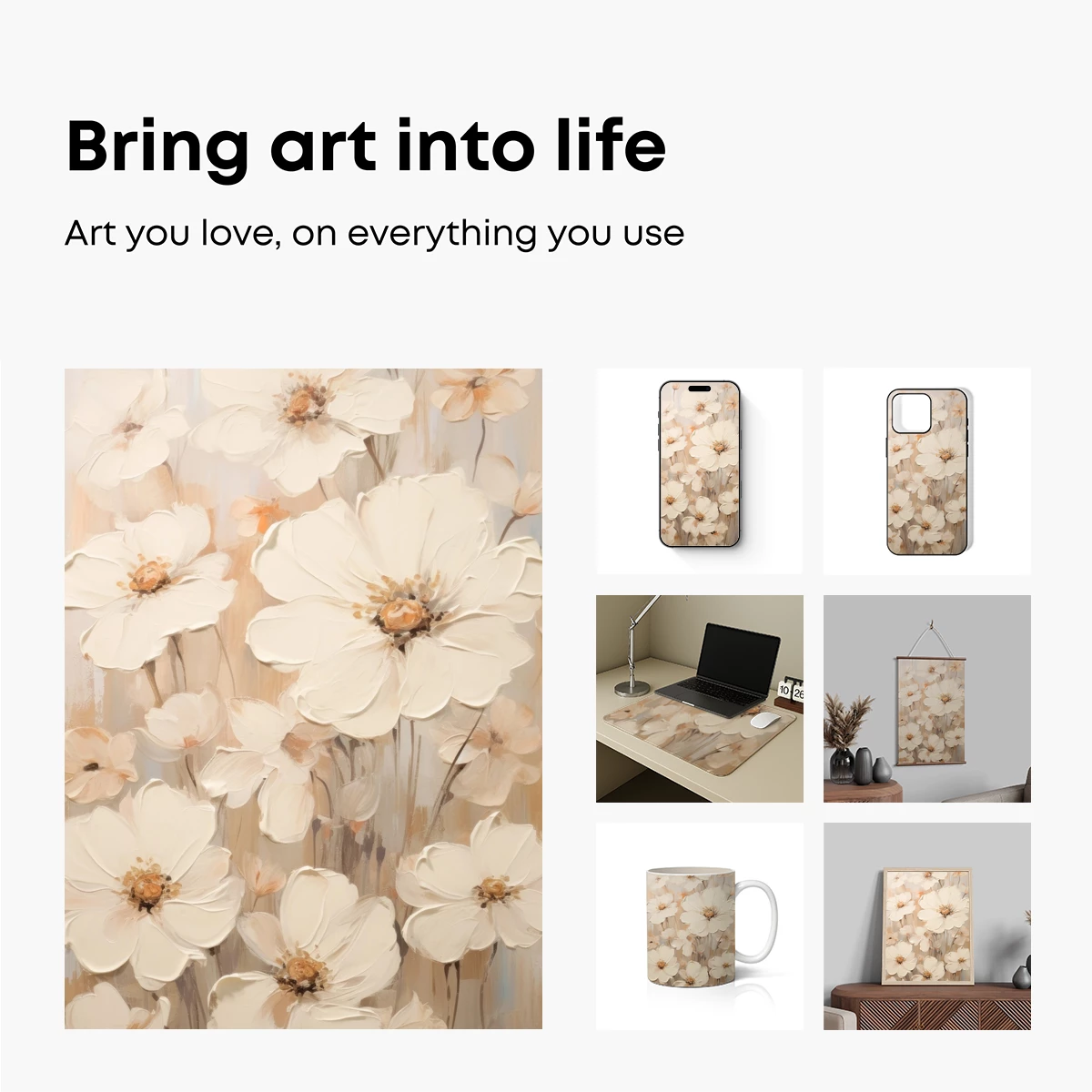 Ethereal Blooms: Soft White Floral Artistry - Image 2