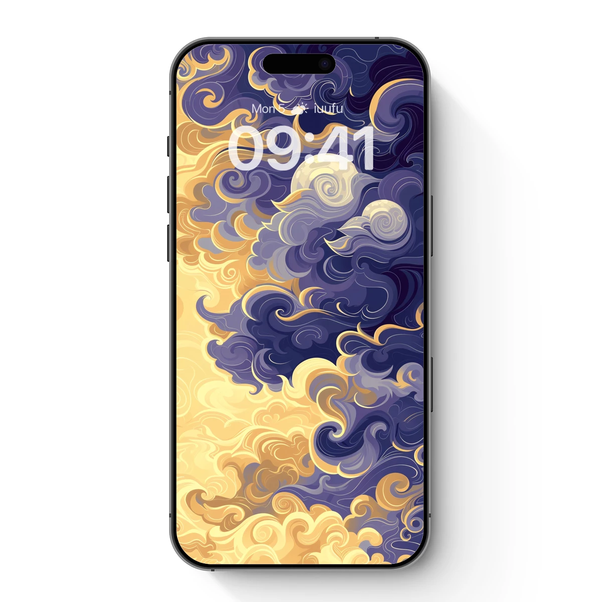 Ethereal Cloud Dance: Golden and Indigo Whirls