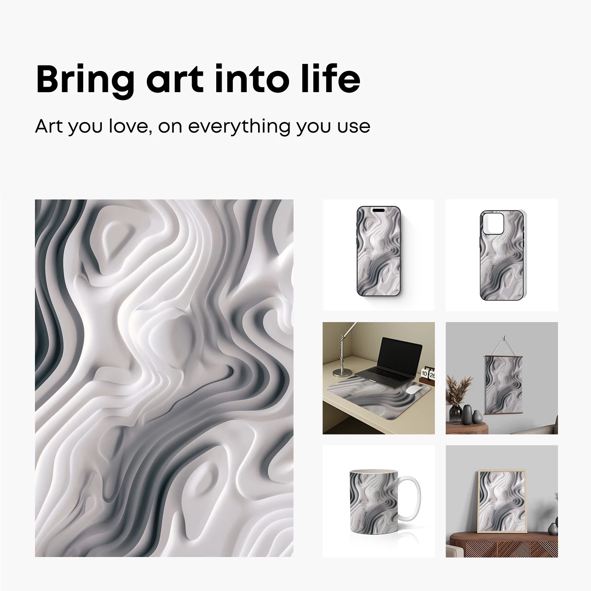 Fluid Sculpture: Monochrome Waves in Motion - Image 2