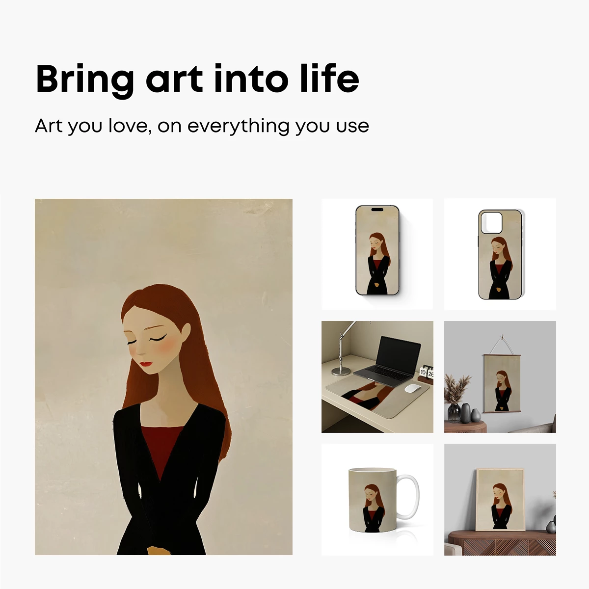 Elegant Solitude: Minimalist Portrait Art - Image 2