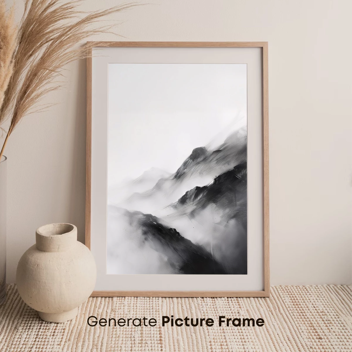 Ink Mist Mountains: Ethereal Peaks in Monochrome - Image 7