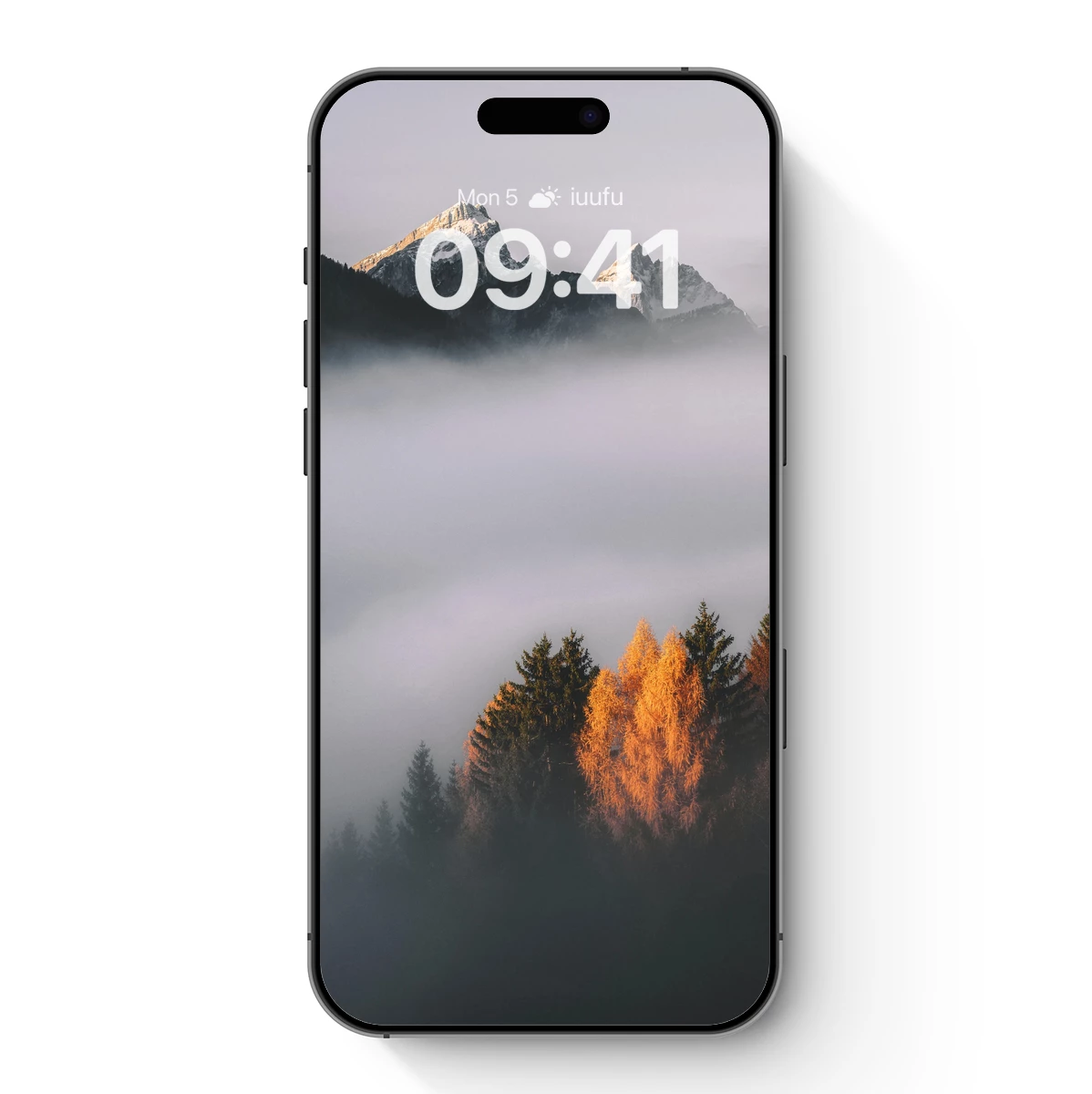 Misty Mountain Elegance: Golden Trees and Snowy Peaks