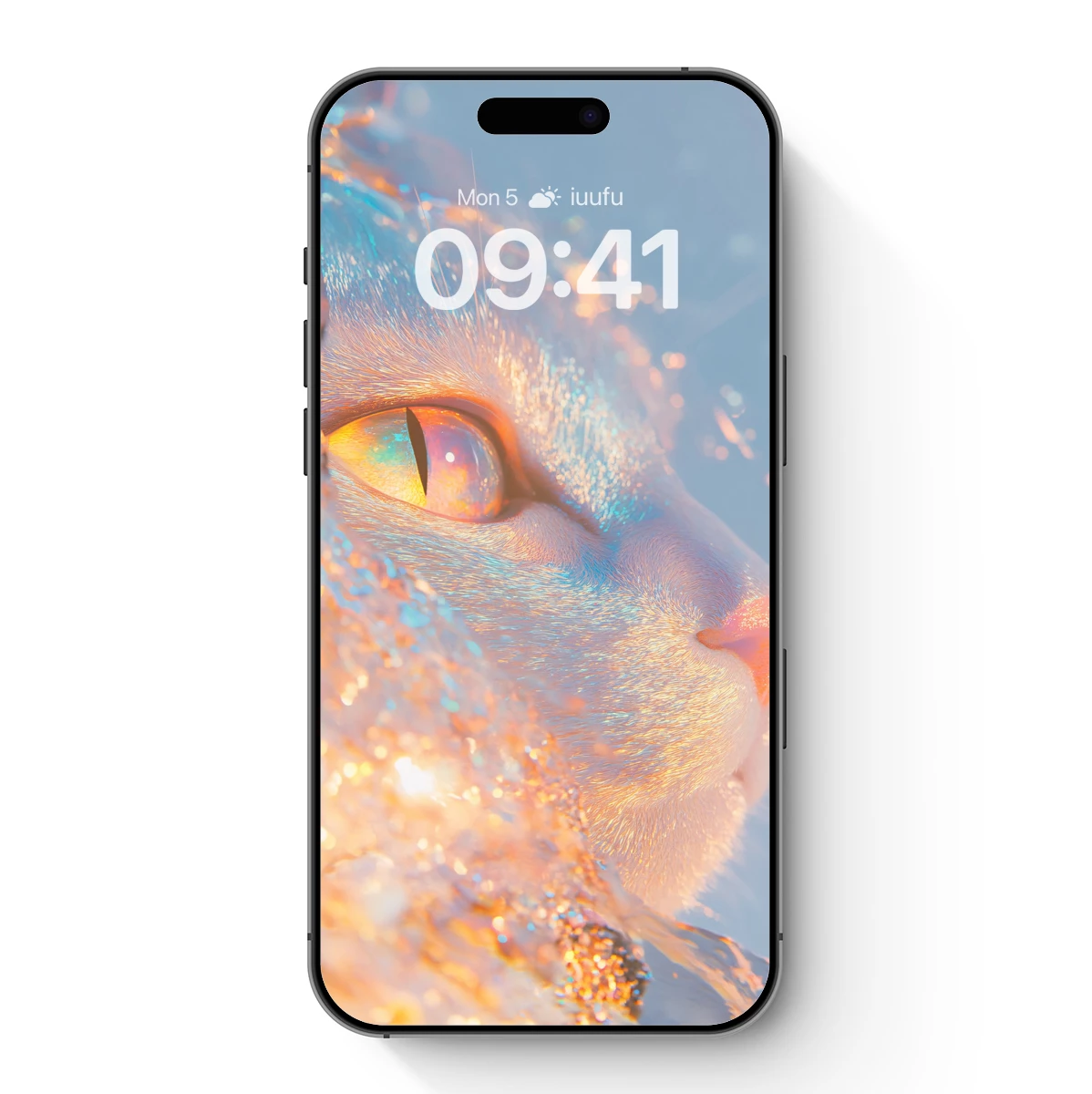 Iridescent Feline Dream: Glittering Cat Art