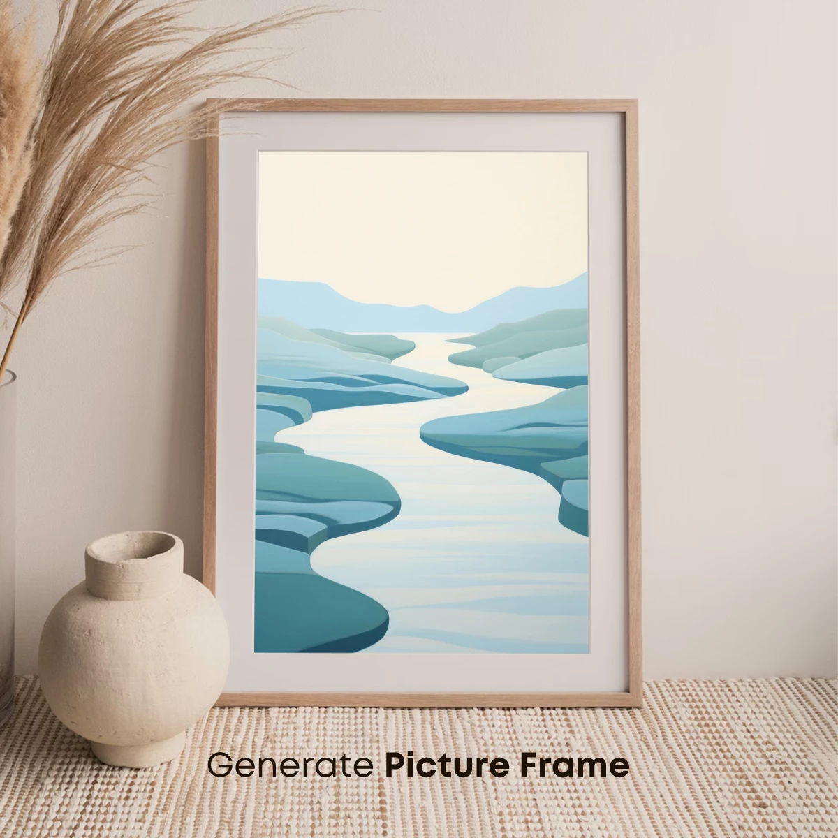 Abstract River Odyssey: Minimalist Landscape Flow - Image 7