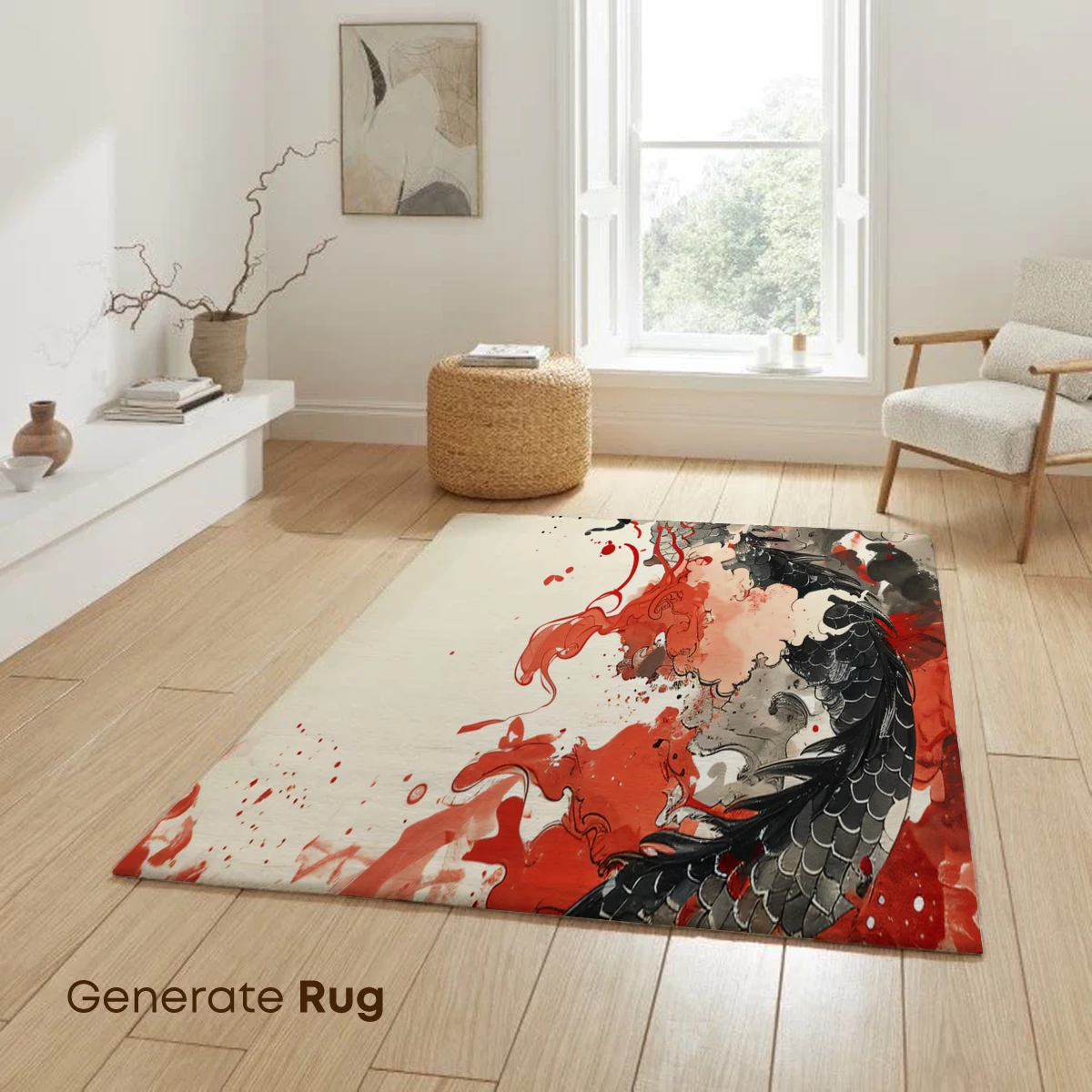 Ink Dragon Amidst Crimson Waves - Image 6