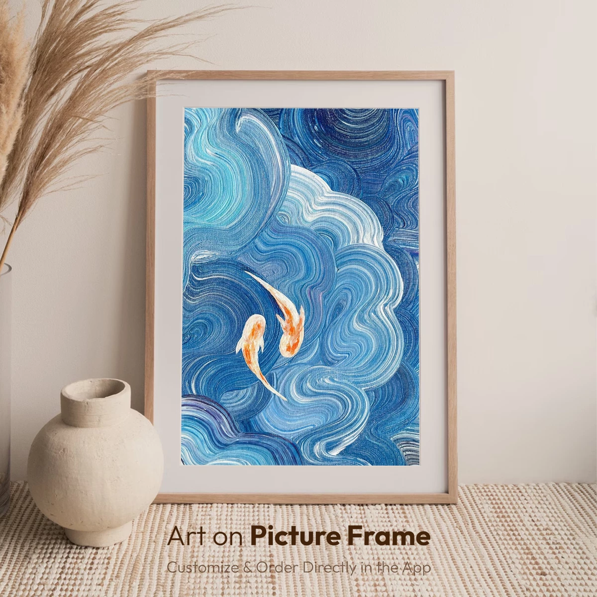 Koi in Whirling Tides: Abstract Oceanic Art - Image 7
