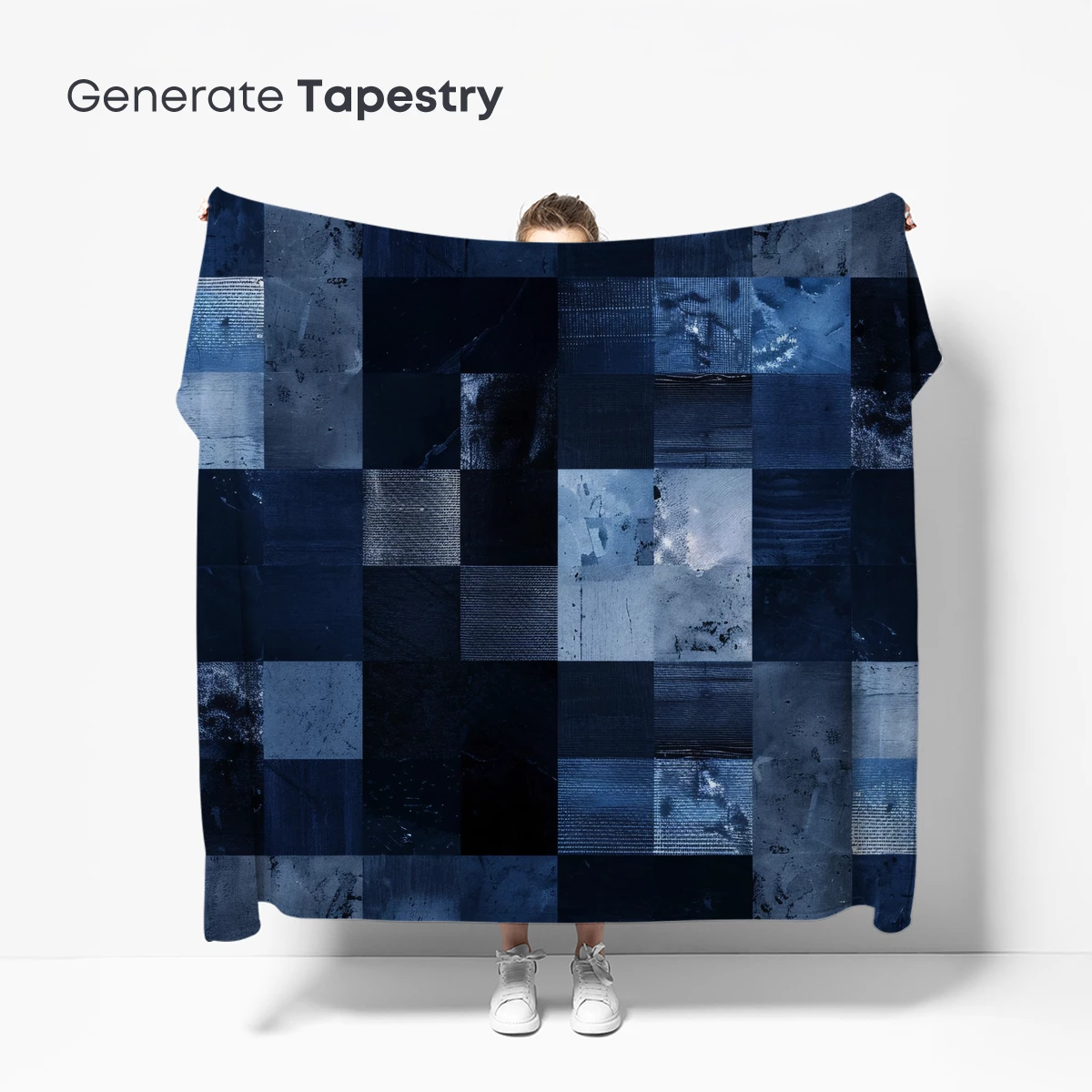 Blue Grunge Mosaic: Textured Abstract Art - Image 5