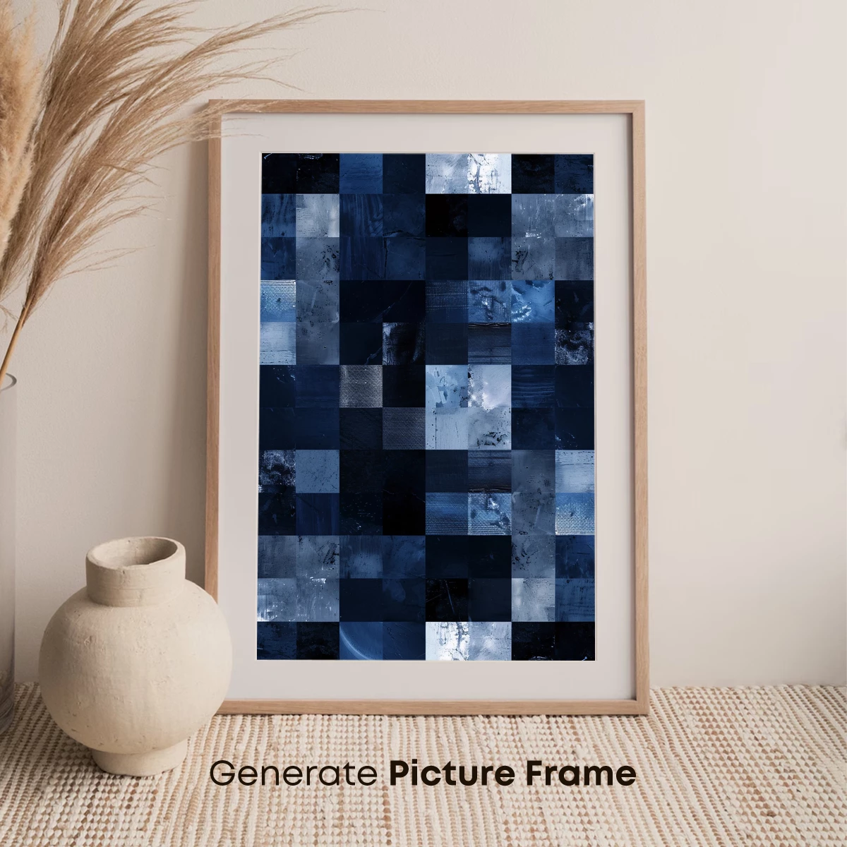 Blue Grunge Mosaic: Textured Abstract Art - Image 7