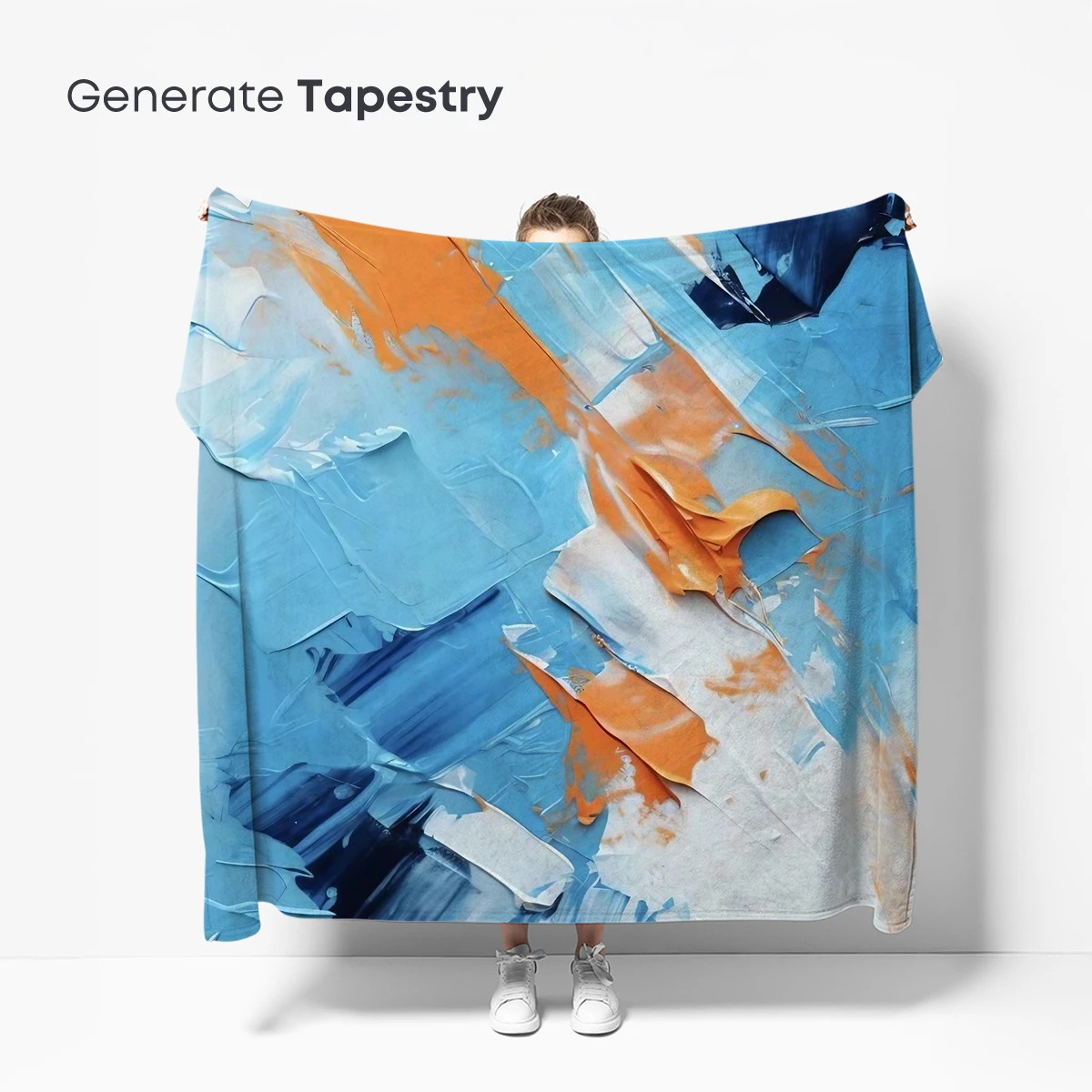 Abstract Canvas Symphony: Blue and Orange Fusion - Image 5