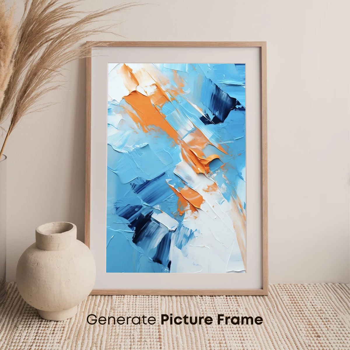 Abstract Canvas Symphony: Blue and Orange Fusion - Image 7