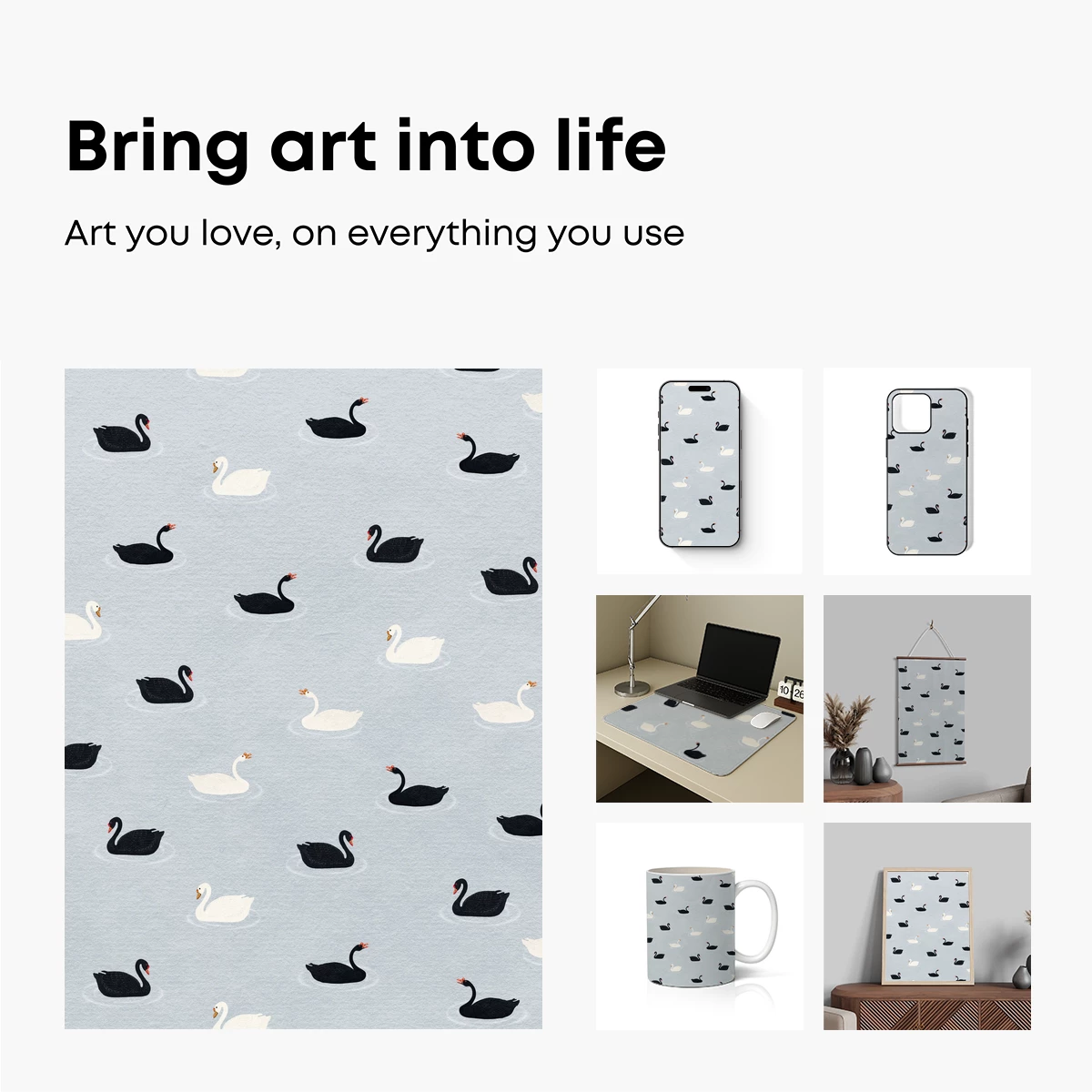 Elegant Swan Symphony: Black and White Harmony - Image 2