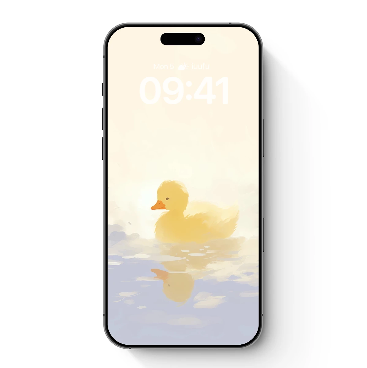 Golden Duckling in Serene Waters