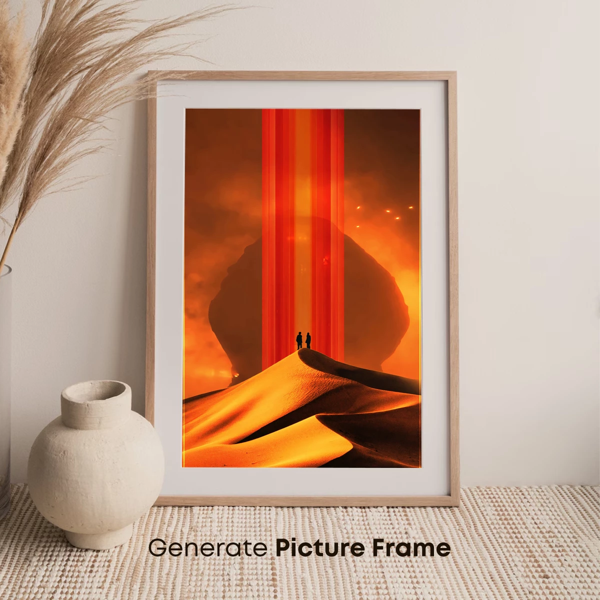 Desert Odyssey: Two Figures Under a Fiery Sky - Image 7