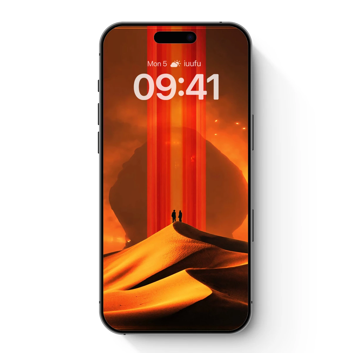 Desert Odyssey: Two Figures Under a Fiery Sky