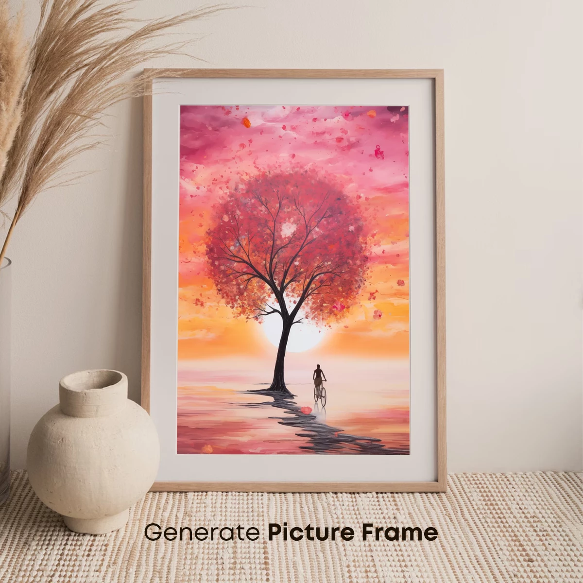 Autumn Solitude: Sunset Tree Reflection - Image 7