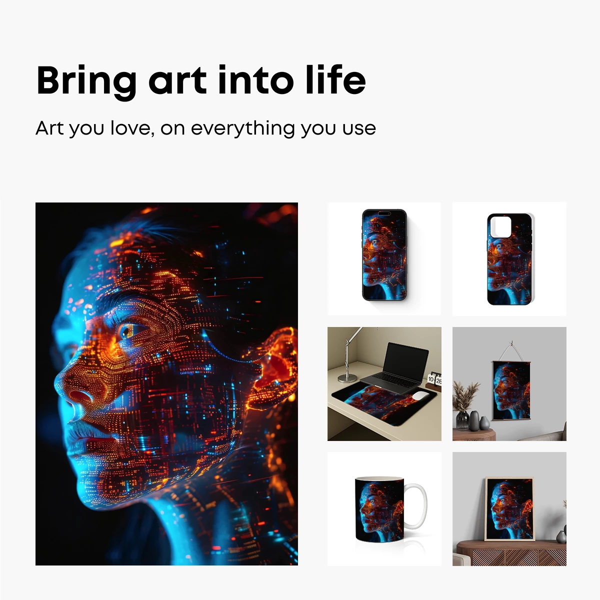 Cybernetic Vision: Digital Face Illuminated by Neon Circuits - Image 2