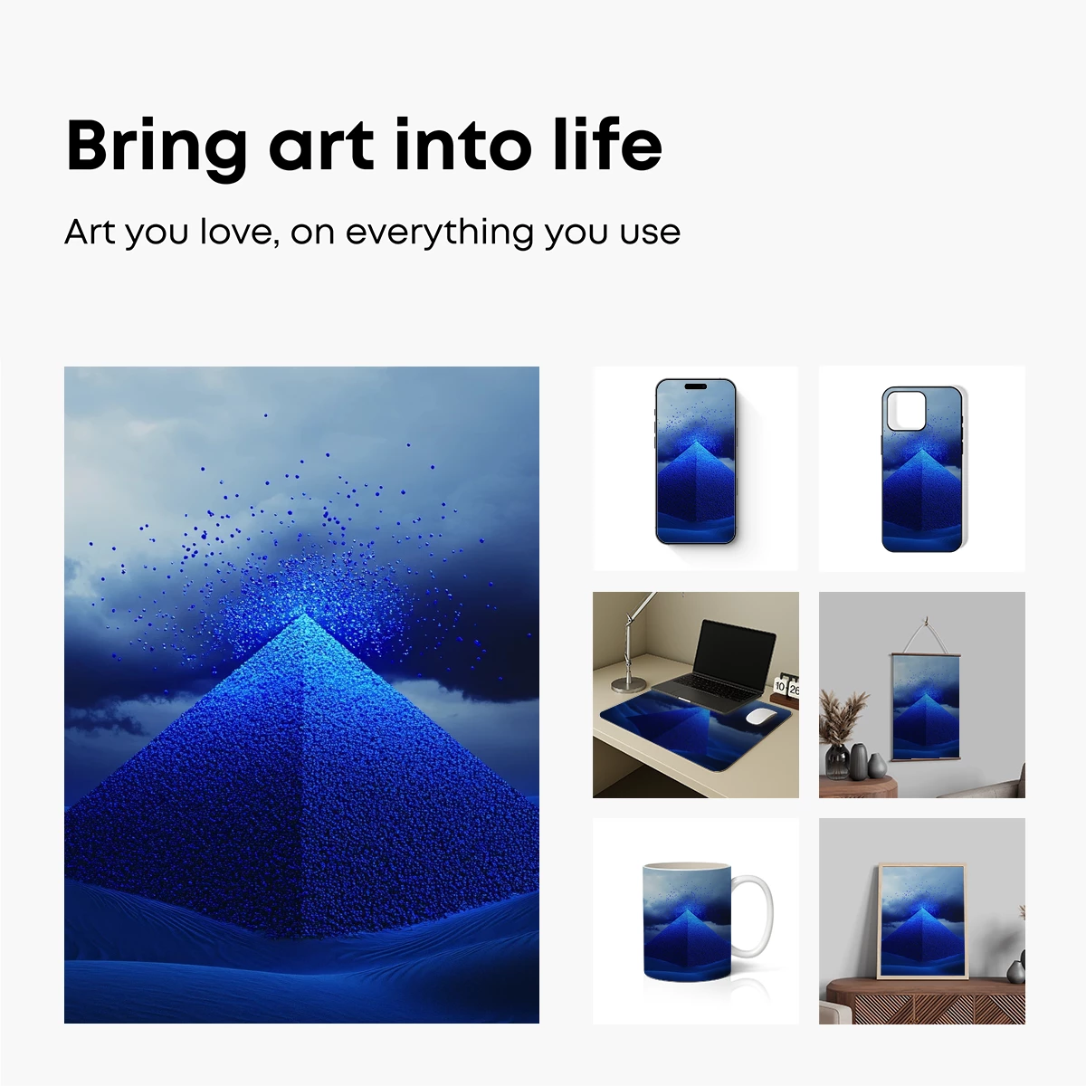 Blue Pyramid Eruption: A Surreal Desert Vision - Image 2