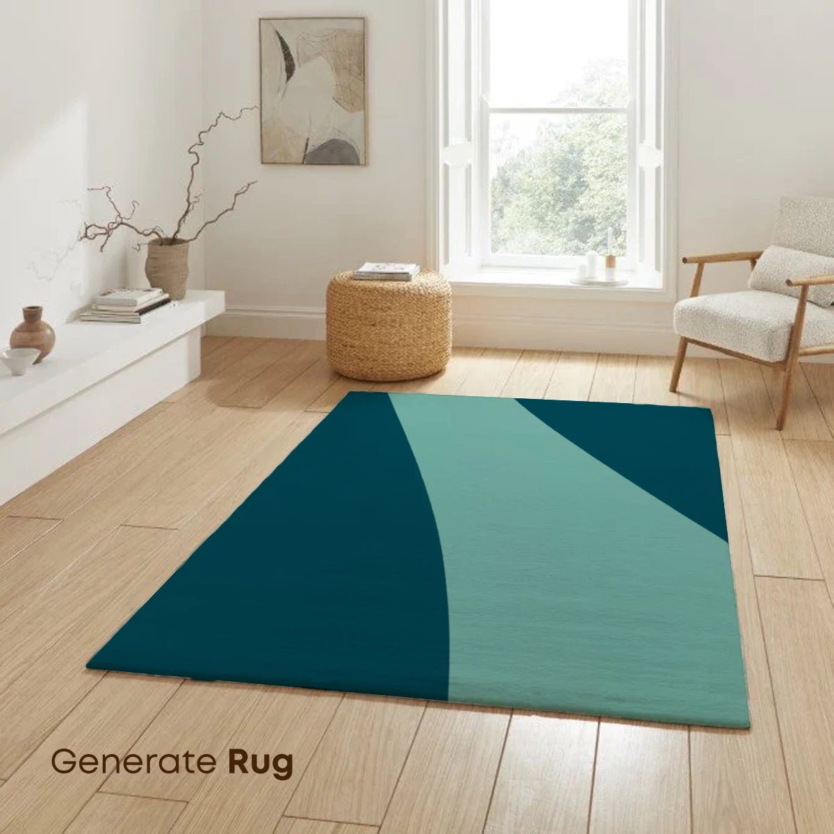 Abstract Teal Harmony: Fluid Curves and Depth - Image 6