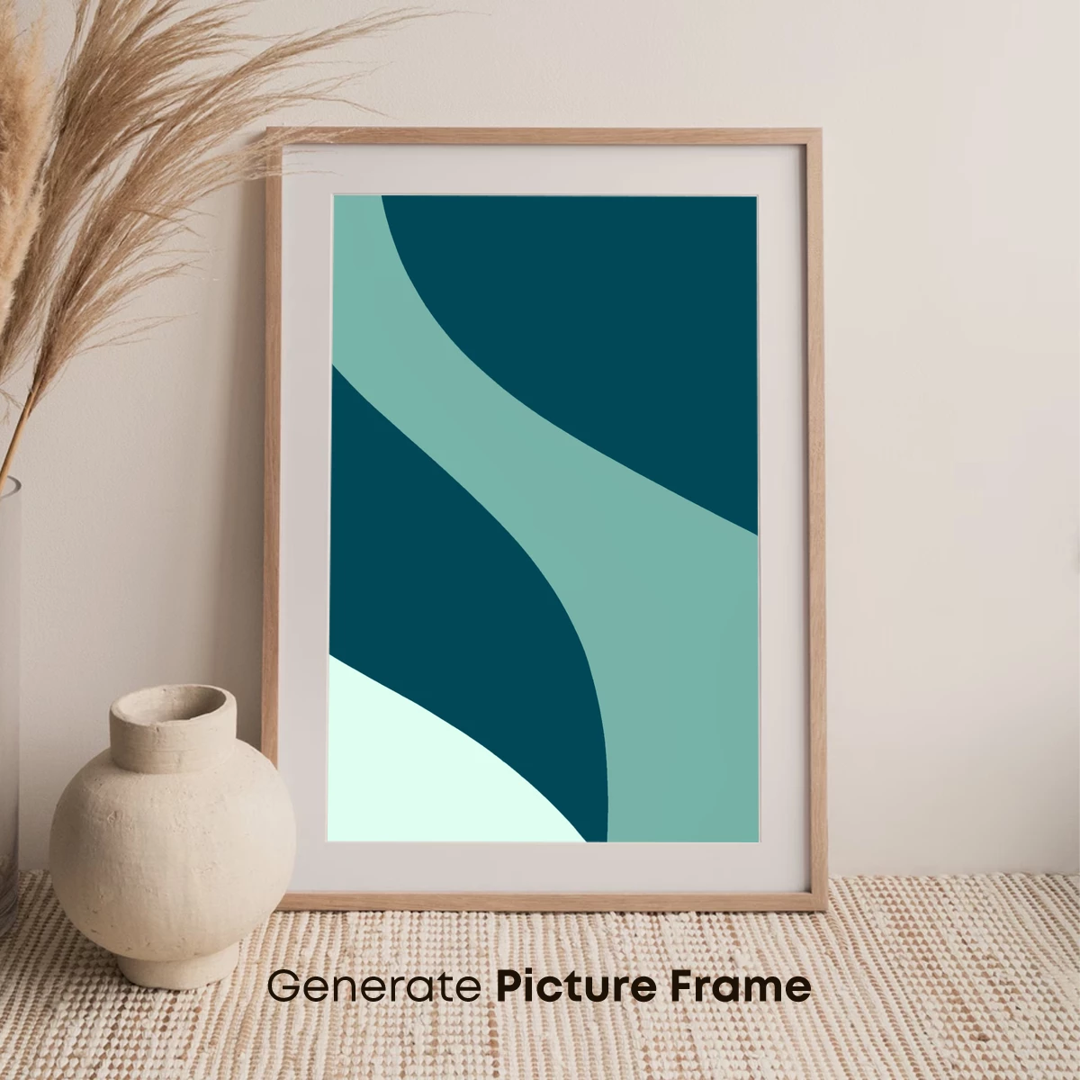 Abstract Teal Harmony: Fluid Curves and Depth - Image 7