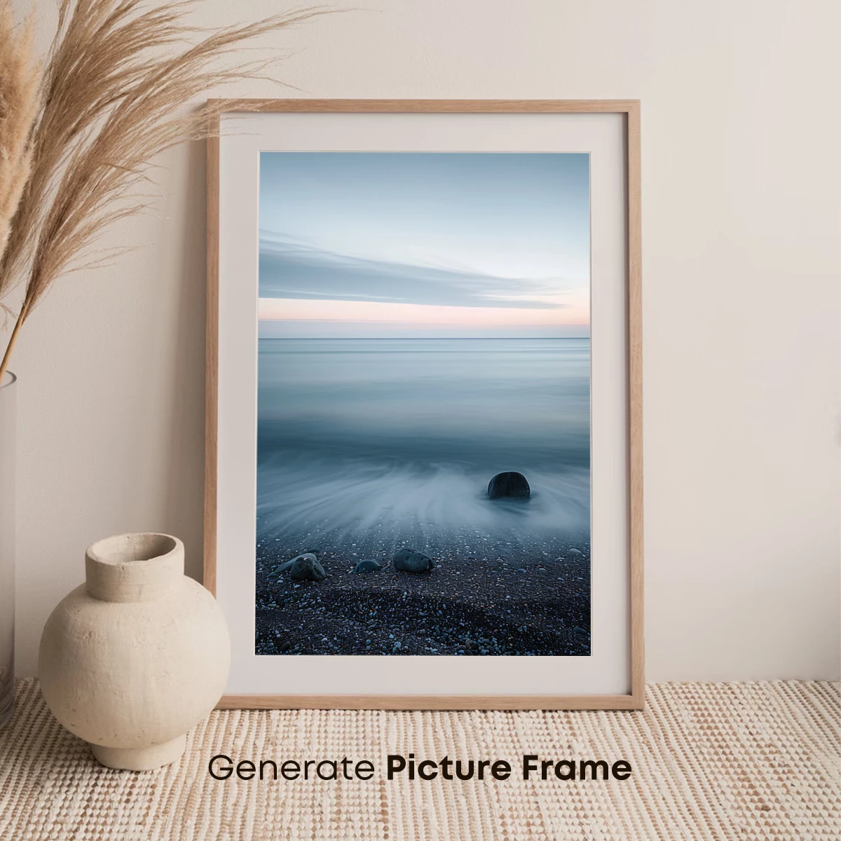 Eternal Shoreline: Serene Pebbles and Misty Waves - Image 7