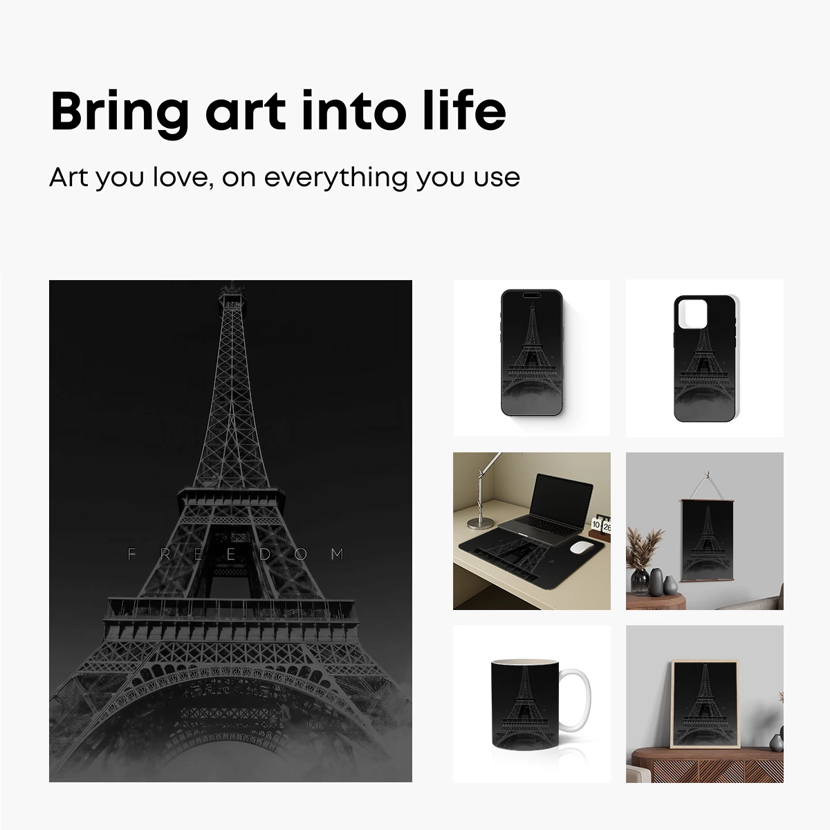 Eiffel Tower in Monochrome: Freedom's Silhouette - Image 2