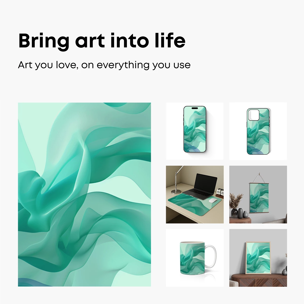 Ethereal Aqua Waves: A Fluid Symphony in Teal - Image 2