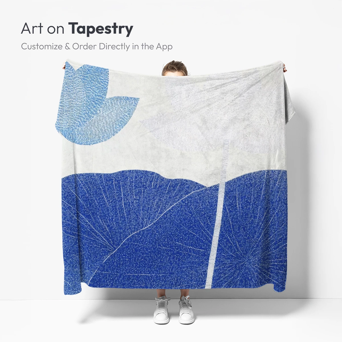 Blue Lotus Serenity: Textured Floral Harmony - Image 5