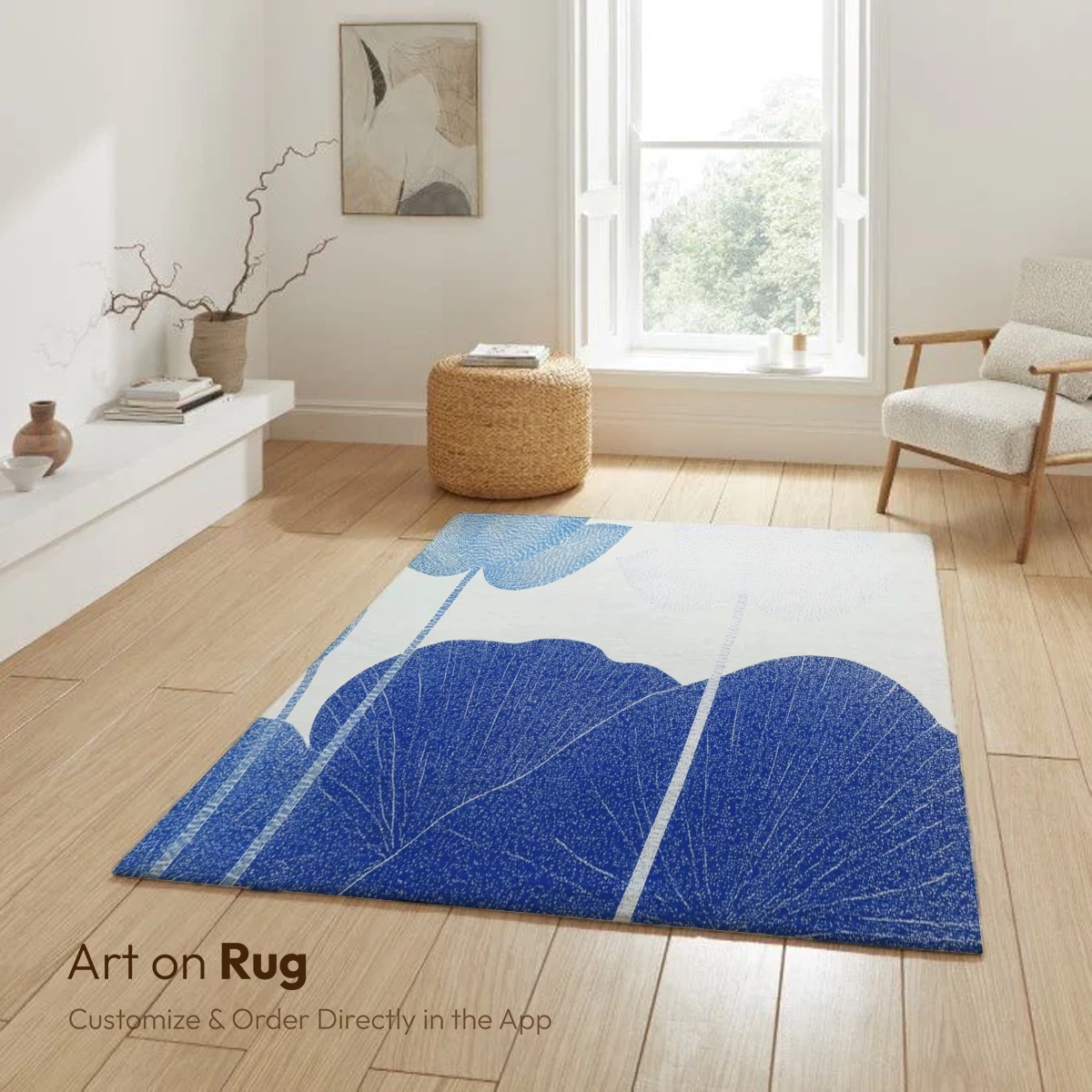 Blue Lotus Serenity: Textured Floral Harmony - Image 6