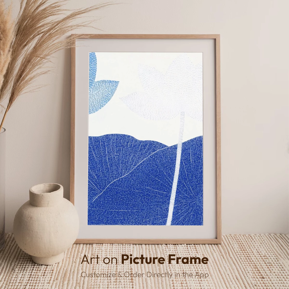 Blue Lotus Serenity: Textured Floral Harmony - Image 7