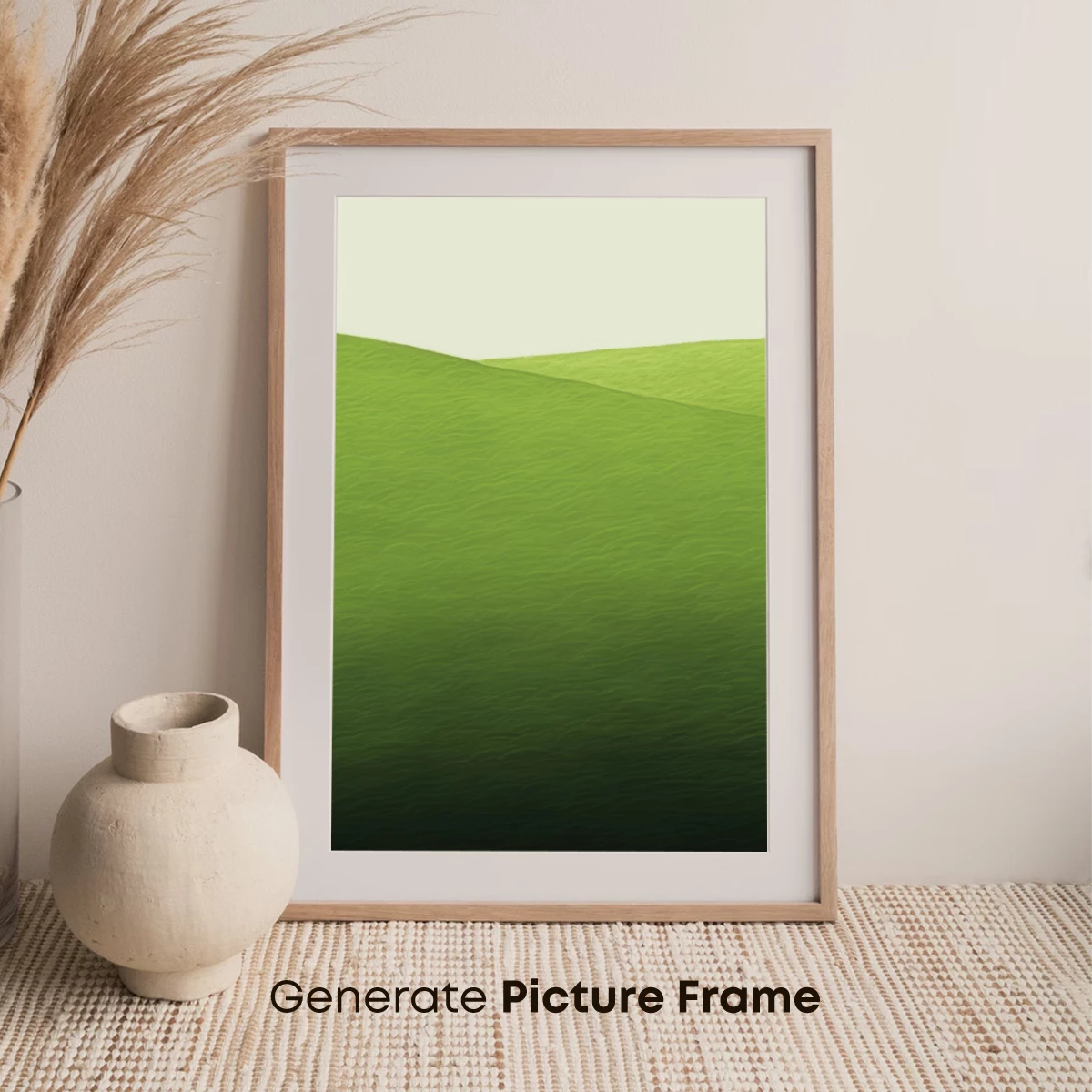 Green Gradient Serenity: Wavy Landscape Art - Image 7