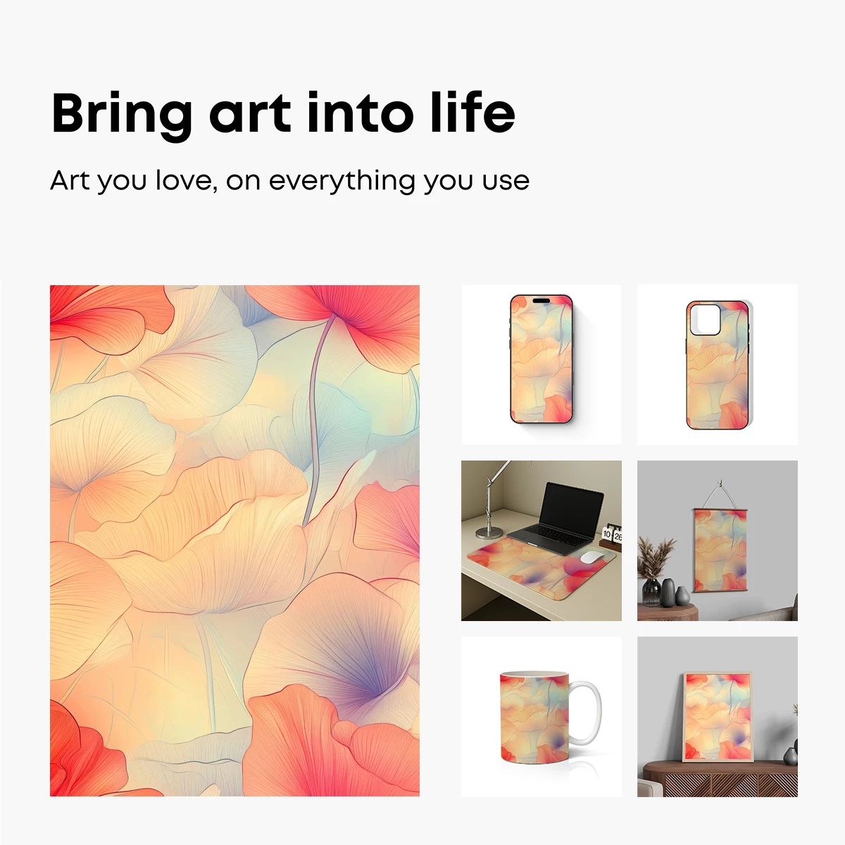 Ethereal Floral Symphony: Blush and Coral Petals - Image 2