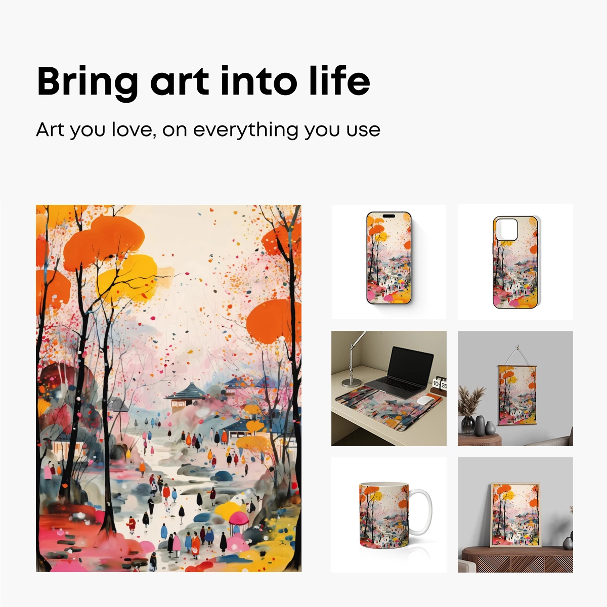 Autumnal Village Harmony: A Colorful Tapestry of Life - Image 2