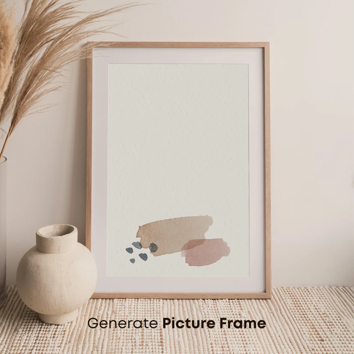 Abstract Earth Tones: Minimalist Brushstrokes and Pebbles - Image 7