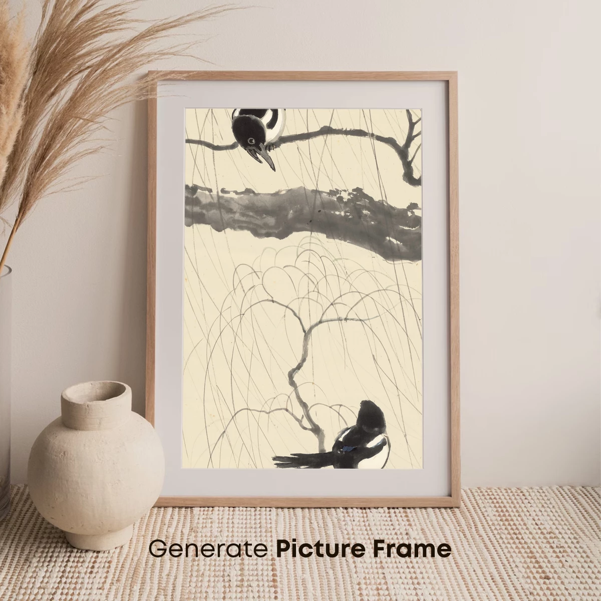 Elegant Magpies in Ink: A Dance of Branches and Feathers - Image 7