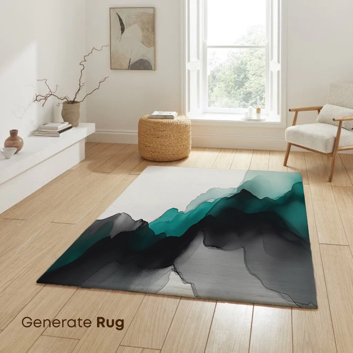 Ethereal Mountain Mirage: Teal and Shadow Fusion - Image 6