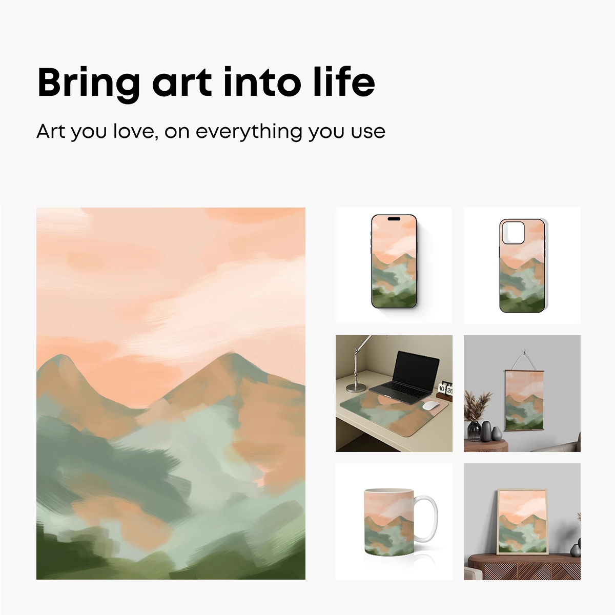 Pastel Peaks: Abstract Mountain Serenity - Image 2