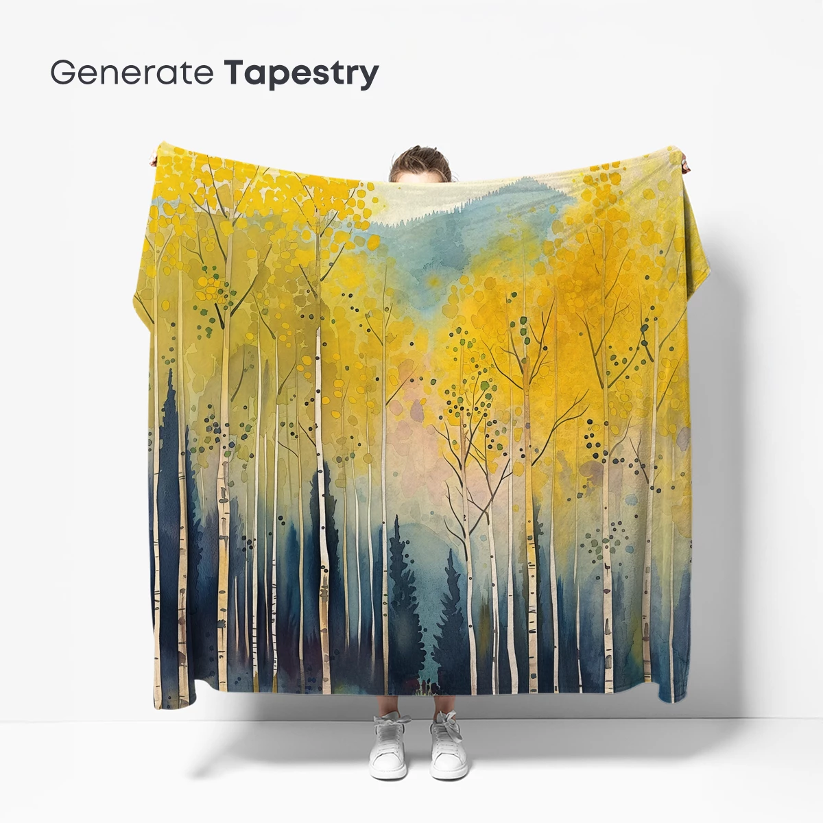 Golden Aspen Grove: Watercolor Harmony - Image 5