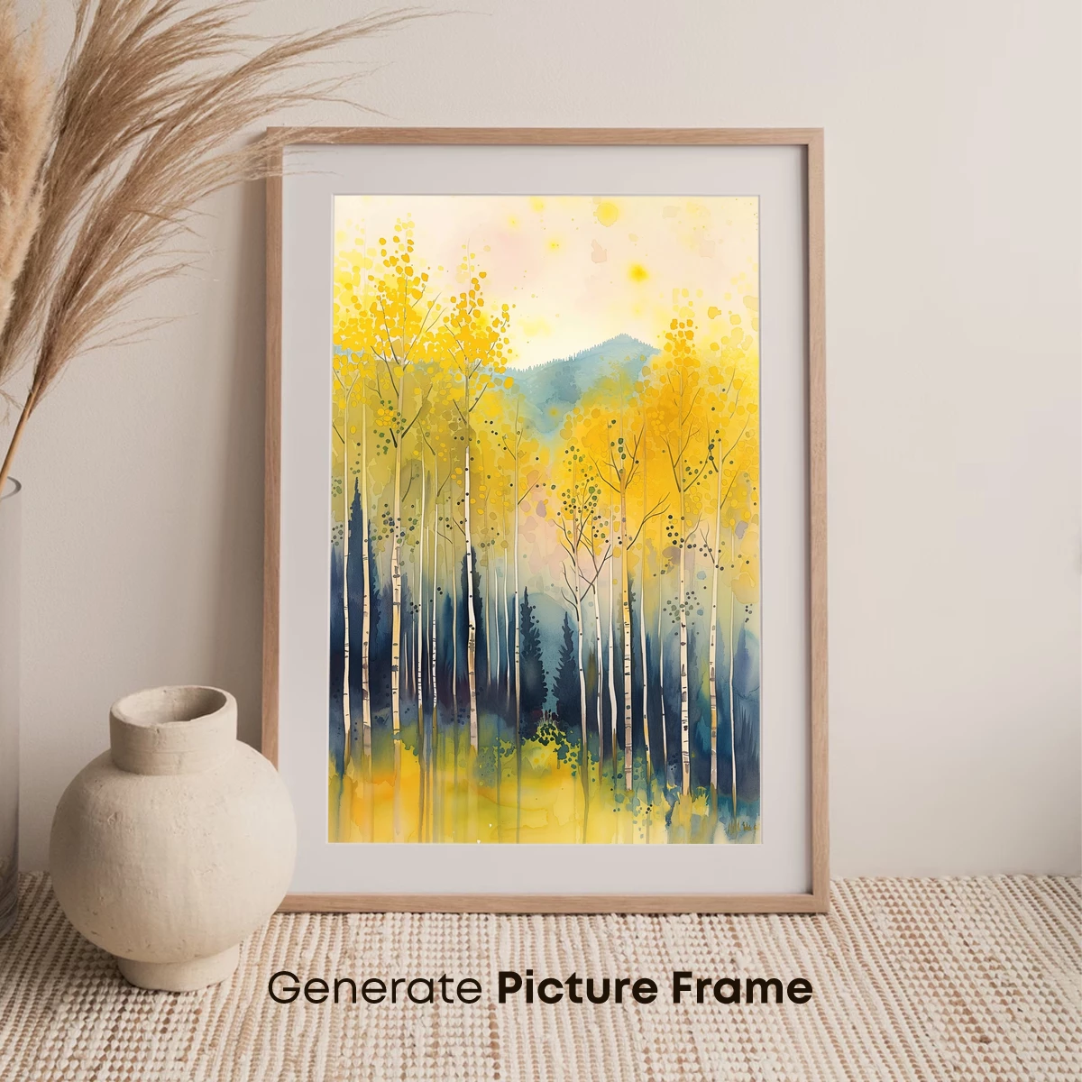 Golden Aspen Grove: Watercolor Harmony - Image 7