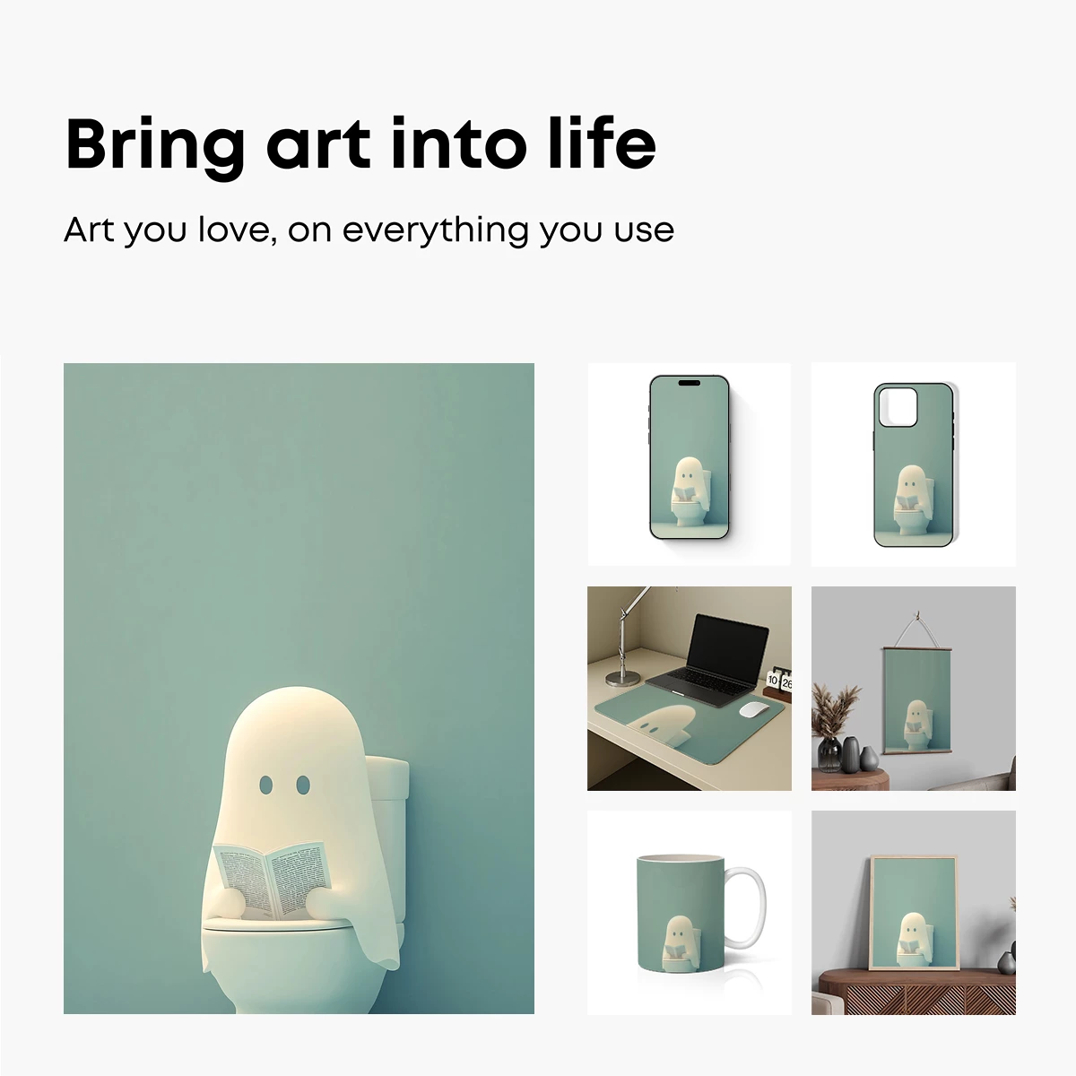 Ghostly Reader in Toilet: Surreal Minimalism - Image 2