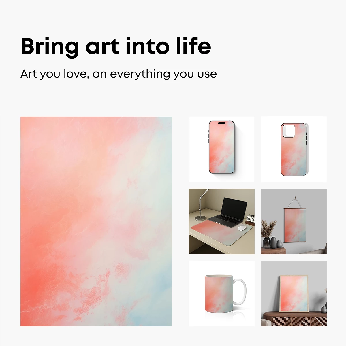 Coral Clouds: Abstract Pastel Fusion - Image 2