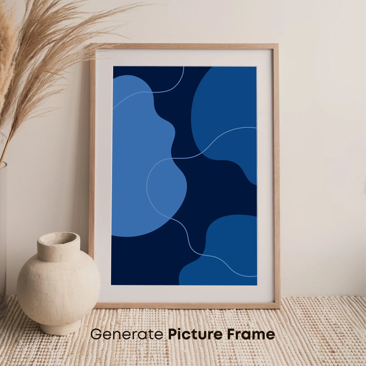 Blue Abstract Odyssey: Wavy Lines and Organic Shapes - Image 7
