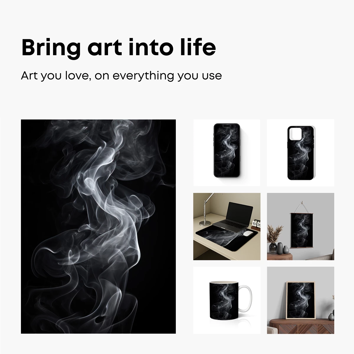 Ethereal Smoke Dance: Monochrome Elegance - Image 2