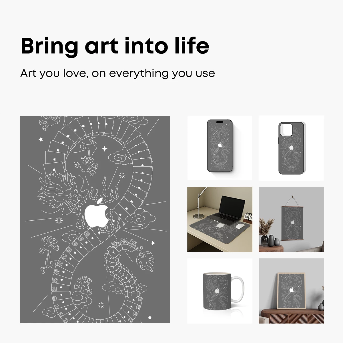 Dragon's Tech Embrace: Apple-Inspired Artistry